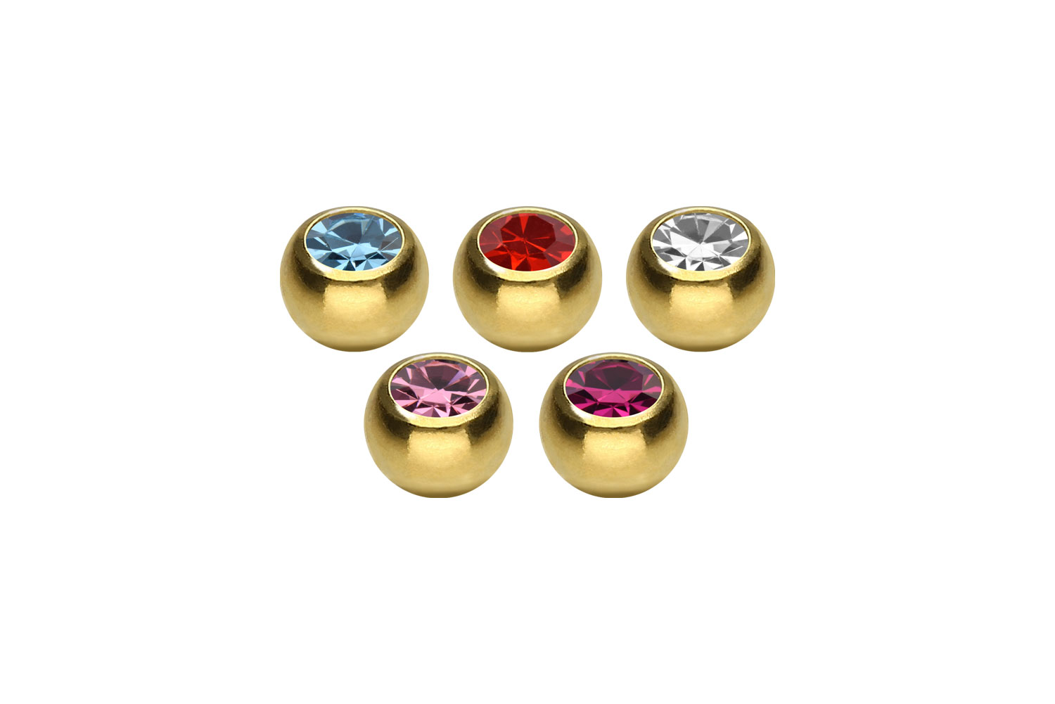 SET Chirurgenstahl Schraubkugel KRISTALL von Piercingline